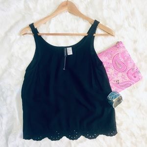 All Black Top with Embroidery NWOT